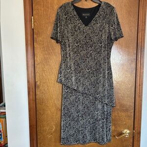 Connected Apparel Black and Gray Asymmetrical Dress